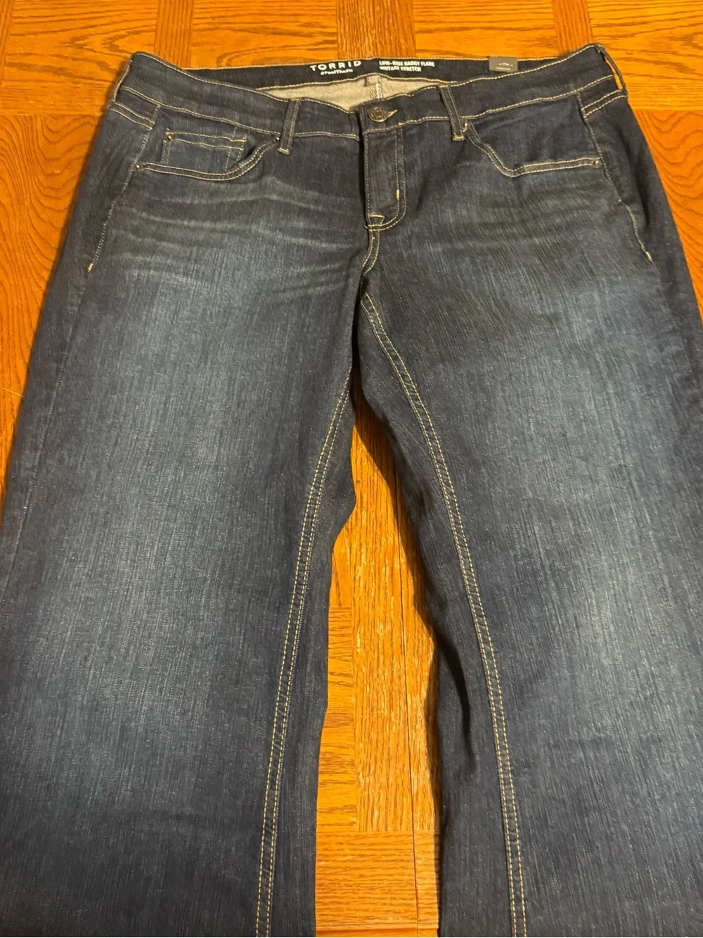 Torrid Low Rise Baggy Flare Vintage Stretch Dark Wash Denim Jeans Sz 14 Tall NWT